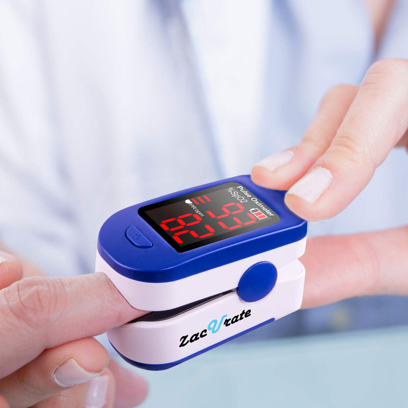 [Australia] - Zacurate 500BL Fingertip Pulse Oximeter Blood Oxygen Saturation Monitor with Batteries and Lanyard Included (Navy Blue) 