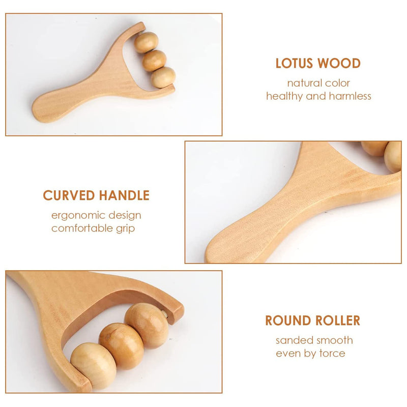 [Australia] - 2 PCS Wooden Hand Roller Massager,Roller Muscle Massage,Wood Massage Tools,Self Massage Waist Thigh, Leg, Hands Full Body,Muscle Release and Soft Tissue Massage 