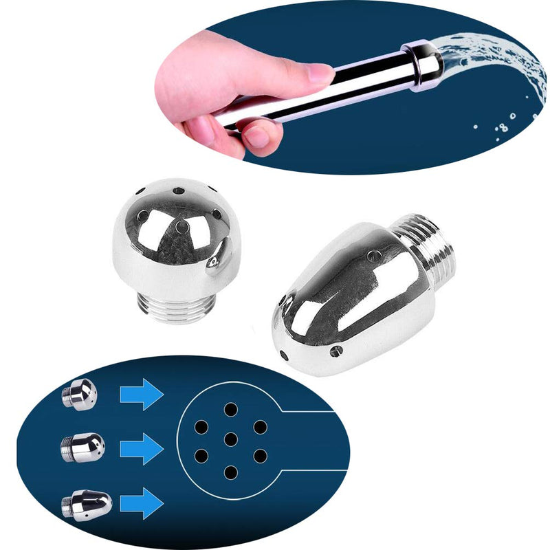 [Australia] - Shower Enema Douche Attachments Aluminium 3 Shower Head Water Nozzle Anal Rinse Vaginal Cleaning Kit Cleaner + Velvet Carry Bag 
