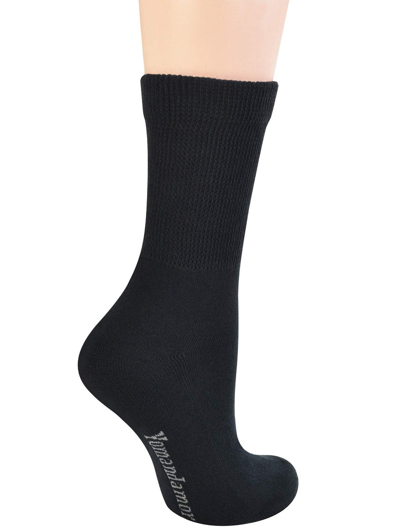 [Australia] - Yomandamor Women's 5 Pairs Non-Binding Cotton Crew Diabetic/Dress Socks with Seamless Toe and Cushion Sole 9-11 5 Pairs Black 