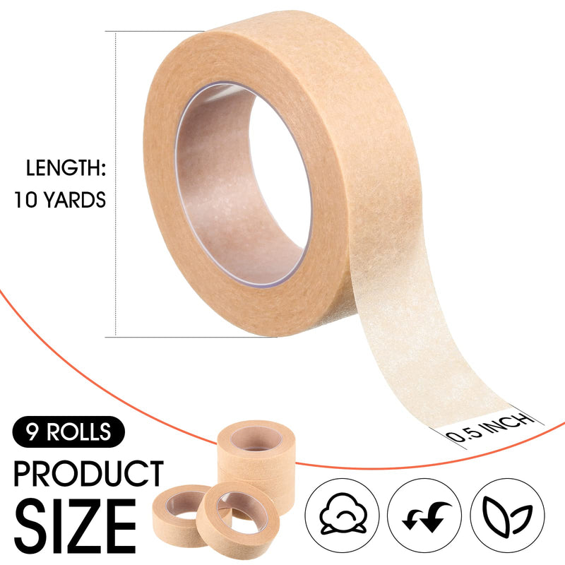 [Australia] - 9 Rolls Beige Tape Flexible Skin Tape Breathable Nose Tape Self Adhesive Gauze Tape for Wound Injuries Swelling Sports, 0.5 Inch x 10 Yards (9 Rolls) 