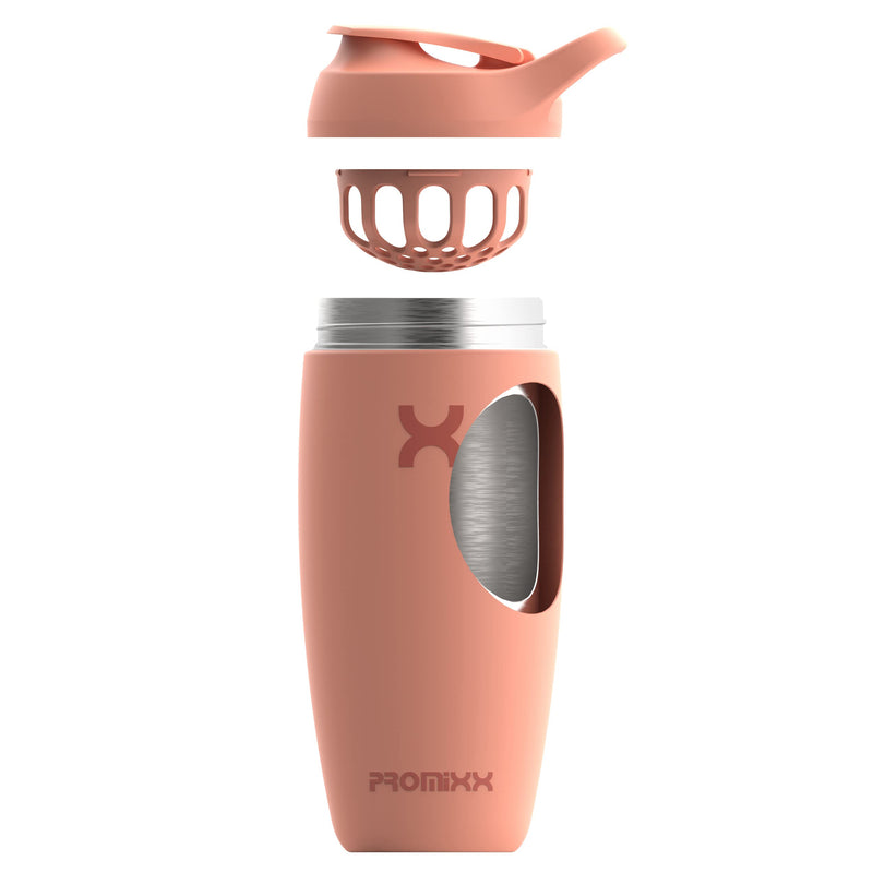 [Australia] - Promixx Pursuit Shaker Bottle Insulated Stainless Steel Water Bottle and Blender Cup, 550ml, Coral 