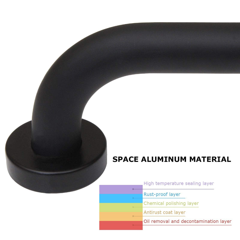 [Australia] - SENENQU 2 Pack Shower Grab Bar, 12inch Space Aluminum Bathroom Grab Rail Safety Handrail Support - Black 