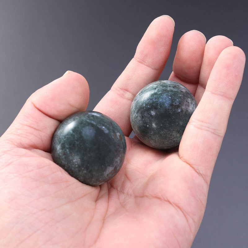 [Australia] - ROSENICE 2pcs Natural Stone Massage Ball Meditation Fitness Hand Exercise Healing Ball for Hand Therapy Stress Relief (Black) 