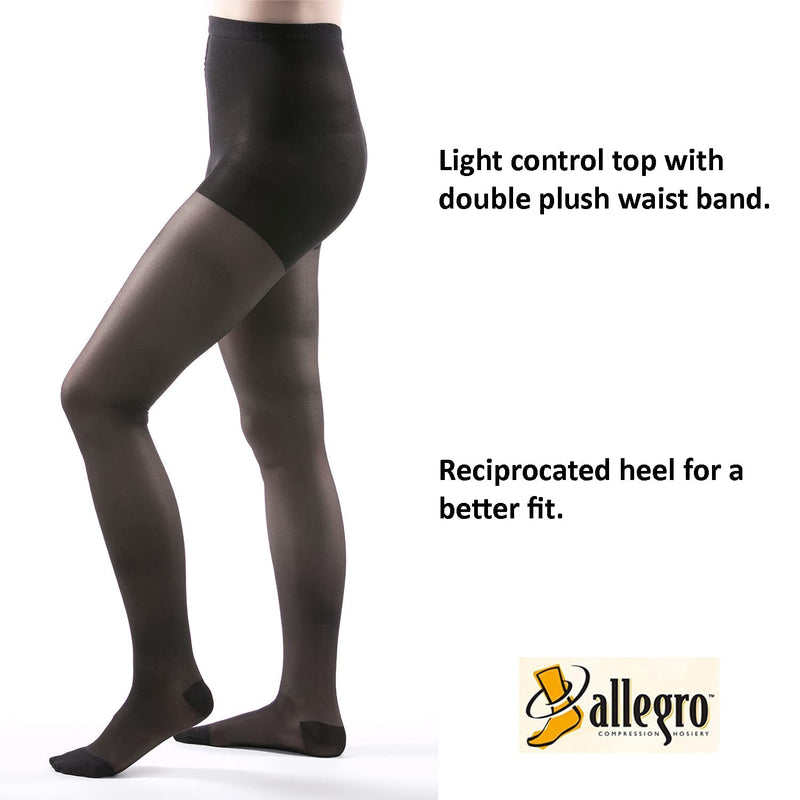 [Australia] - Allegro 15-20 mmHg Essential 15 Sheer Support Compression Pantyhose - Women's Compression Hose with Closed Toe for Support Medium Black 