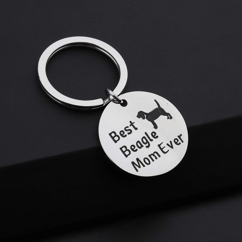 [Australia] - PENQI Beagle Mom Gift Beagle Lover Gift Best Beagle Mom Ever Keychain Beagle Owner Gift Animals Lover Gift Pet Lover Gift for Dog Lover sliver 