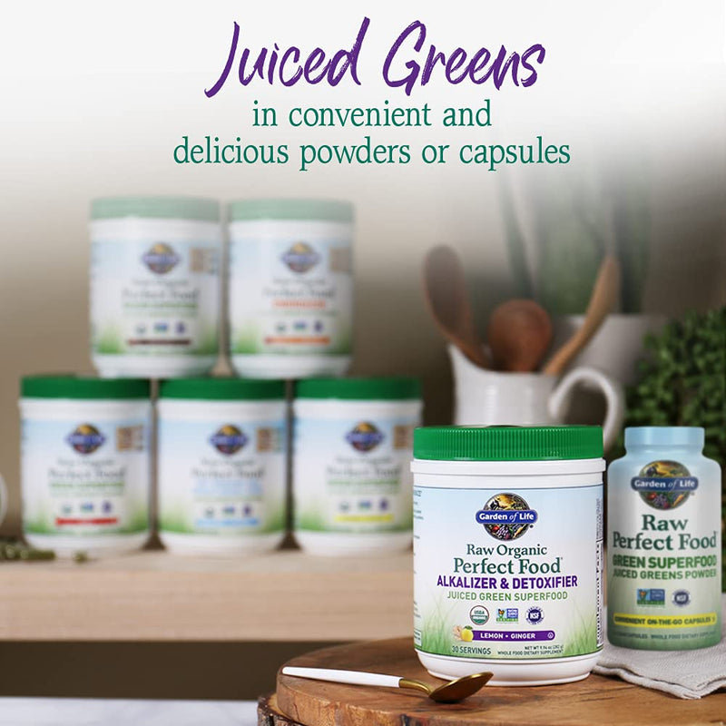 [Australia] - Garden of Life Raw Organic Perfect Food Alkalizer & Detoxifier Juiced Greens Superfood Powder - Lemon Ginger, 30 Servings (Packaging May Vary) - Non-GMO, Gluten Free Whole Food Dietary Supplement 10.1 Ounce (Pack of 1) 