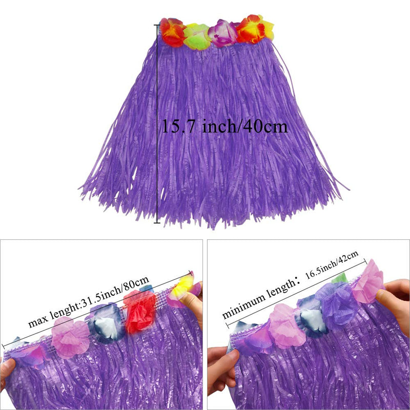 [Australia] - Girl's elastic Hawaiian hula dancer grass skirt with flower costume set -purple Birthday Tropical Party Decorations 