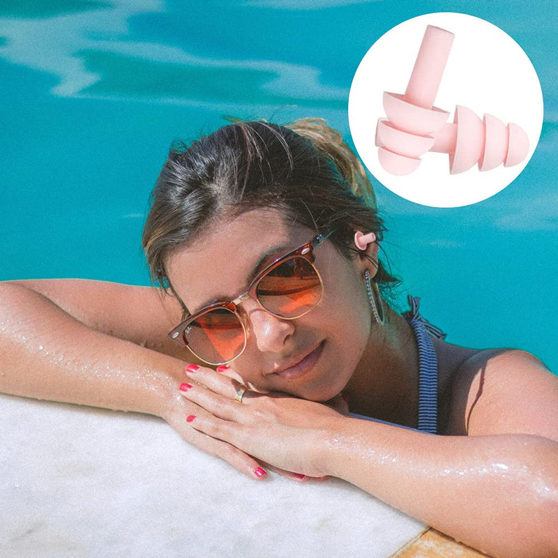 [Australia] - KSTEU 5 Pairs Ear Plugs,Earplugs for Sleeping Reusable Reduce Noise Cancellig,Waterproof Soft Foam Earplugs for Study,Work and Swimming (Pink) Pink 