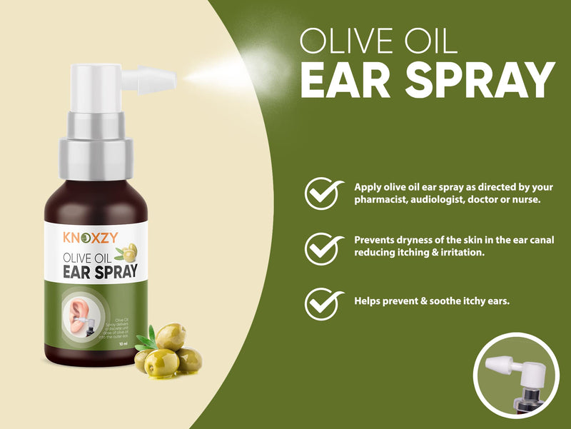 [Australia] - Knoxzy Olive Oil Ear Spray, Wax Removal Natural Spray for Infections & Pain Softener Relief Clinically Tested - 10 ml 10 ml (Pack of 1) 