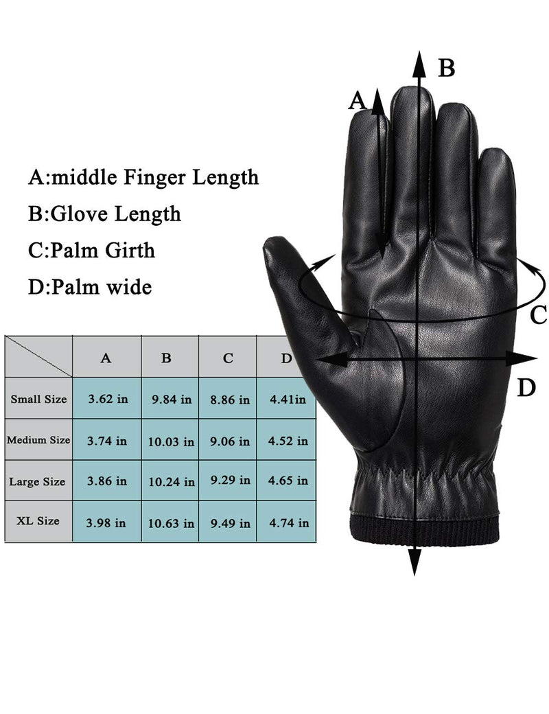 [Australia] - SANKUU Men's Winter Black Gloves Leather Touchscreen Snap Closure Cycling Glove Outdoor Riding Warm Waterproof Gloves Large 