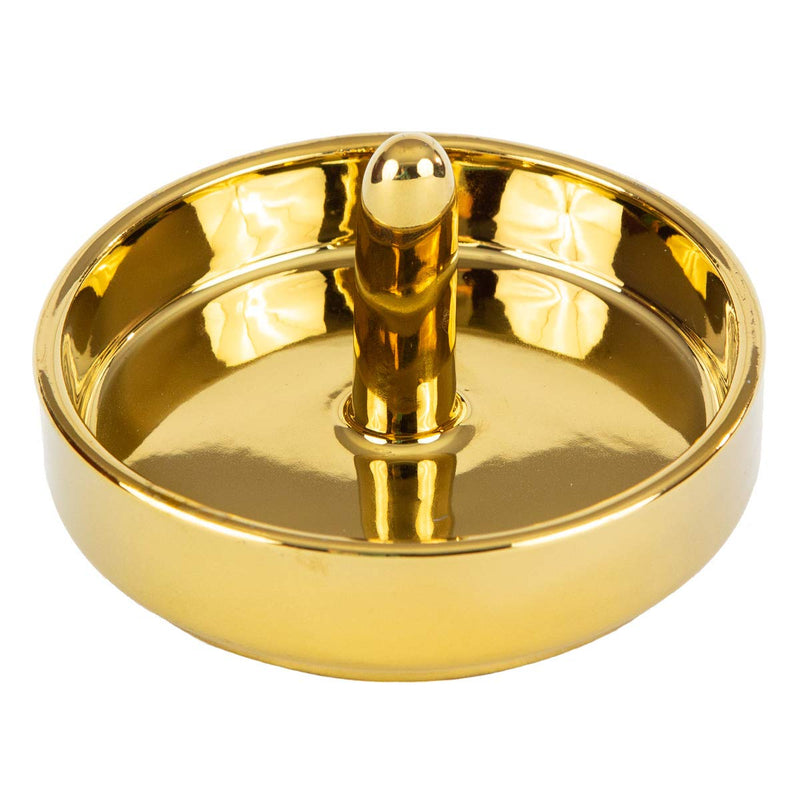[Australia] - Ring Holder and Storage Tray for Jewelry - Decorative Modern Ceramic Dish - Hold Rings Earrings Bracelets Necklaces - Bedroom Bathroom Vanity Nightstand Kitchen Counter (Gold) 