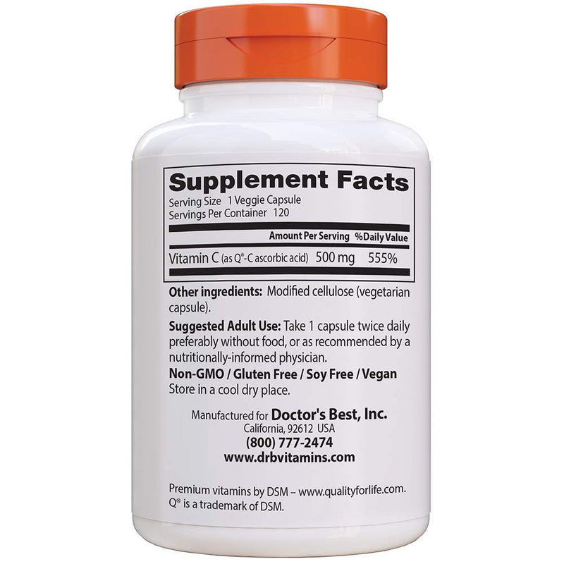 [Australia] - Doctor's Best Best Vitamin C 500mg, 120 Count 120 Count (Pack of 1) 