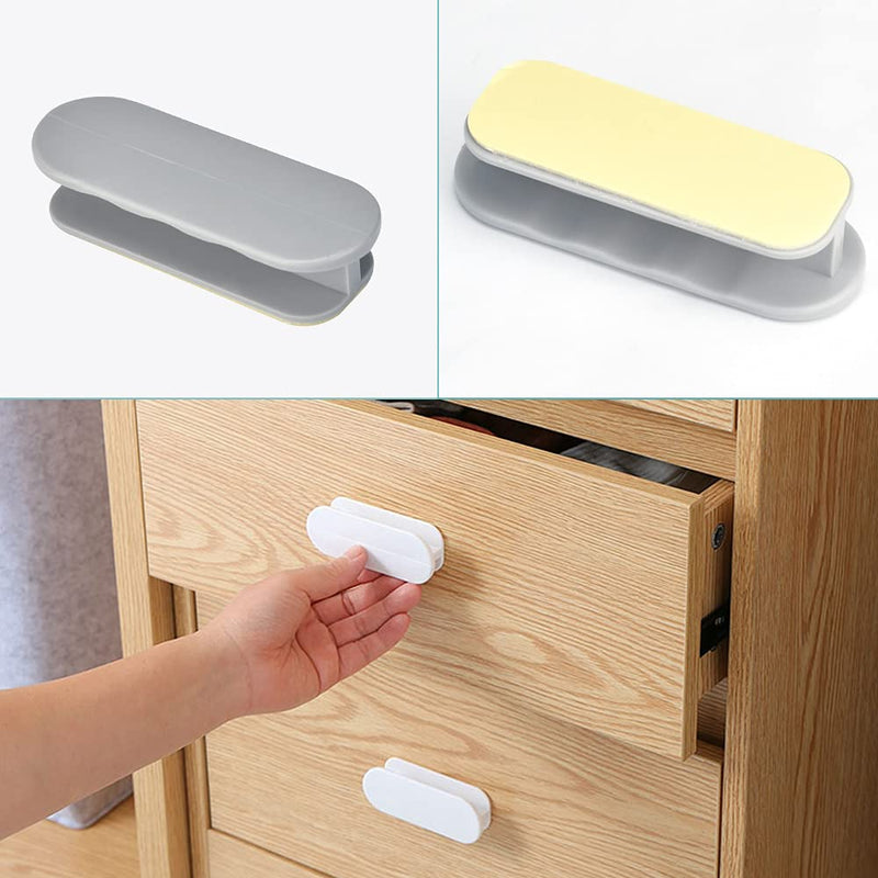 [Australia] - LYTIVAGEN 8 PCS Auxiliary Cupboard Handles Instant Self-Adhesive Cabinet Handle Drawer Handle Helper for Door Window Drawer Cupboard Cabinet Refrigerator (Gray/White) 
