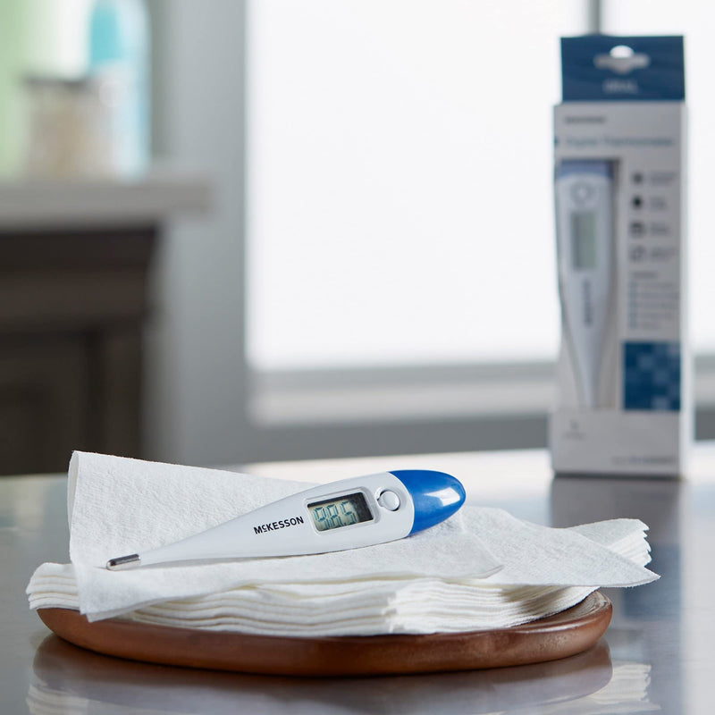 [Australia] - McKesson Digital Oral Thermometer with LCD Display - 30-Second Reading, Fever Alarm, Recall Memory - Includes Probe Sheaths, Storage Case, Manual, Battery, 1 Count (1 ct) 