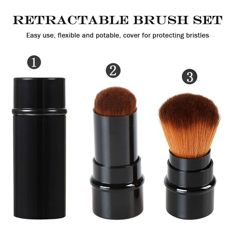 [Australia] - Vtrem Kabuki Foundation Brush Retractable 3 Colors Red Black Brown Professional Travel Brushes Blush Small & Soft Makeup Tool for Mineral Powder, Contouring, Cream Red/Black/Brown Retractable Blush Brush *3 
