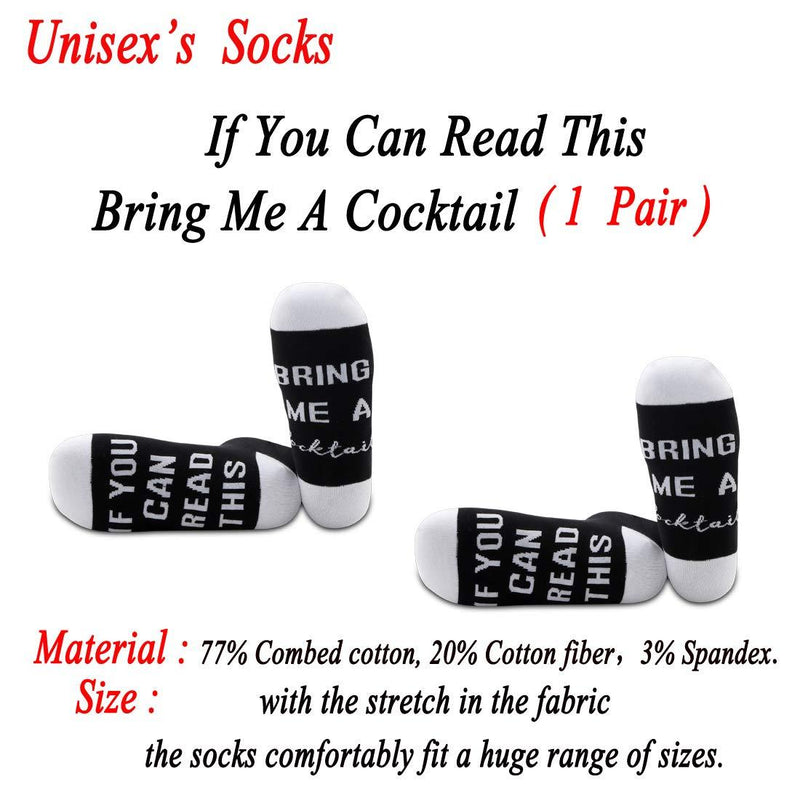 [Australia] - PYOUL 1 Pair Cocktail Lover Socks If You Can Read This Bring Me A Cocktail Socks Bring Me a Cocktail- 1 Pair 