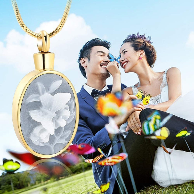 [Australia] - zeqingjw Butterfly Cremation Jewelry for Ashes Memorial Lockets Urn Necklace for Ashes Pendants Stainless Steel Keepsake Jewelry for Ashes Gold 