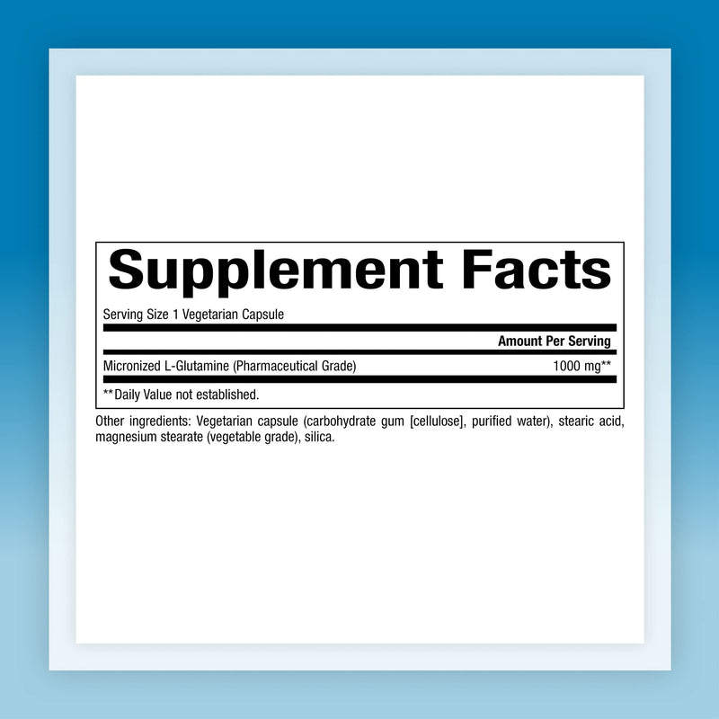 [Australia] - Natural Factors, Micronized L-Glutamine 1000 mg, Supports Muscles and Immune Function, 180 Capsules 180 Count (Pack of 1) 