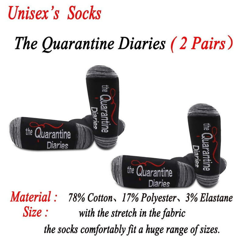 [Australia] - PYOUL 2 Pairs Quarantine Socks Social Distancing Gift The Quarantine Diaries Socks 