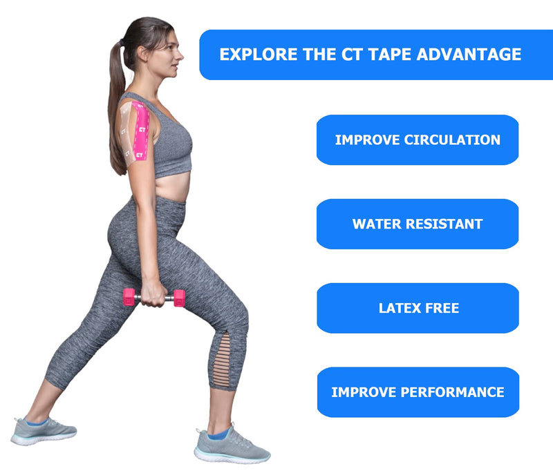 [Australia] - CT Tape Sports & Kinesiology Tape for Sensitive Skin-Best Breathable, Latex Free, Pain Relief Therapeutic Recovery Tape-Athletic Performance Adhesive for Muscles, Knee, Shoulder, Ankle, Back Blue 