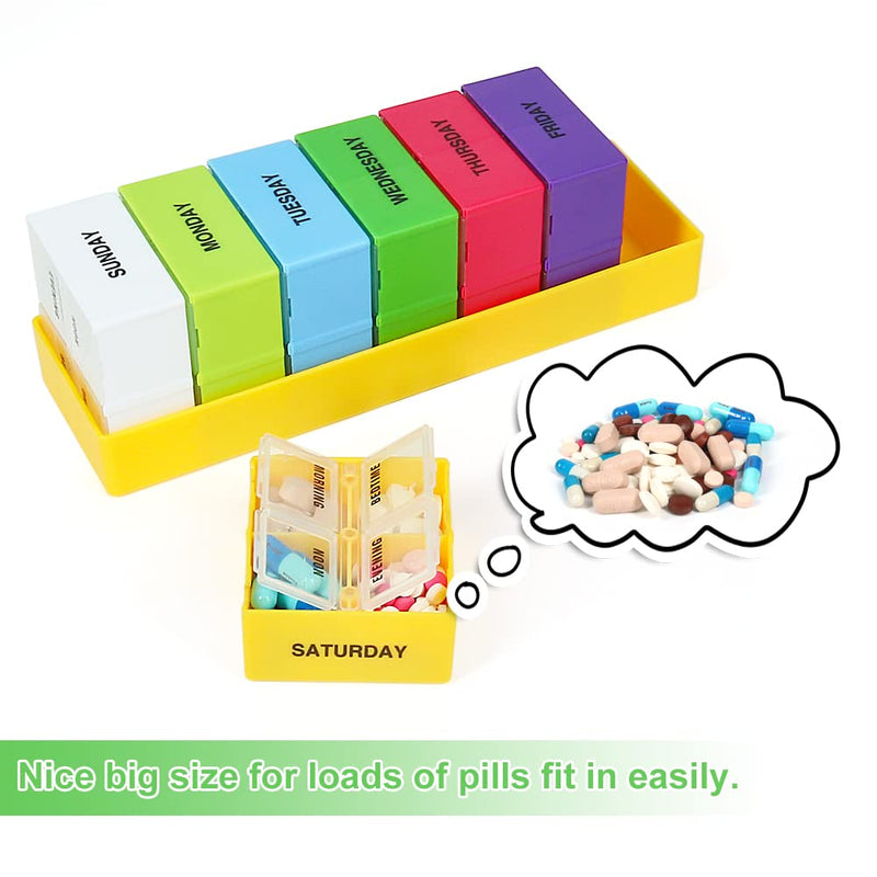 [Australia] - Large Pill Box 7 Day 4 Times a Day,Weekly Medicine Storage Box Tablet Organiser for Pills, Vitamin, Medication and Tablets, Fish Oils 