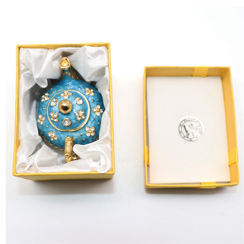 [Australia] - Waltz&F Retro light blue teapot Trinket Box Hinged Hand-painted Figurine Collectible Ring Holder 