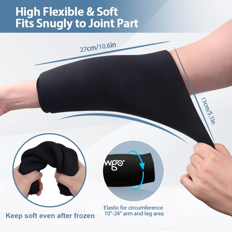 [Australia] - NEWGO Ice Pack for Injuries Reusable, Hot & Cold Compression Flexible Ice Wrap Sleeve for Muscle Pain, Sprains, Bruises, Sports Injuries, Swelling, Inflammation Black 