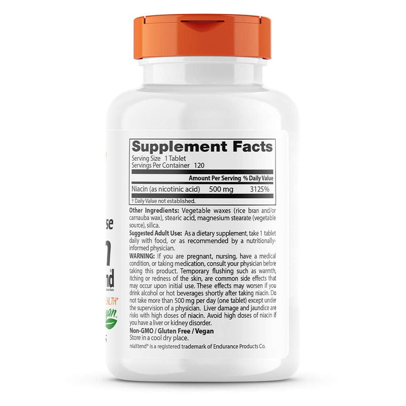[Australia] - Doctor's Best TimeRelease Niacin with niaxtend NonGMO Vegan Gluten Free 500 mg Tablets, 120 Count 