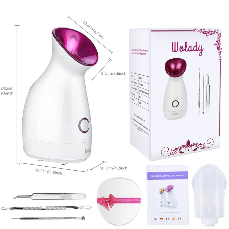 [Australia] - Facial Steamer, Wolady Nano Ionic Face Steamer for Pores with UV Light Hot Mist Moisturizing sprayer Home Sauna SPA Bonus Blackhead Extractor Kit 4 Count (Pack of 1) 