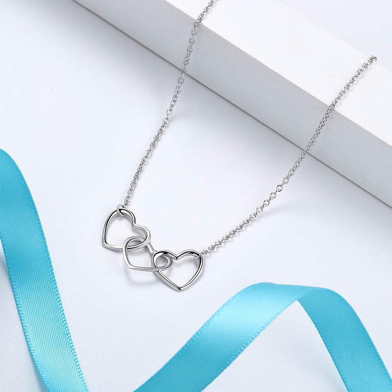 [Australia] - Besilver Triple Heart Necklace for Women Girls Antler/Butterfly/Crystal Iced Out Love Heart Jewelry Gifts for Christmas Day/Valentine Day/Birthday K, triple Heart Gold 