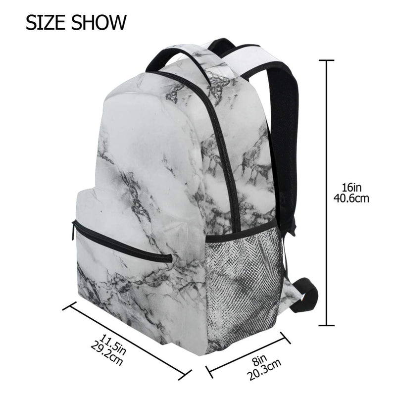 [Australia] - ZZKKO Black and White Marble Art Boys Girls School Computer Backpacks Book Bag Travel Hiking Camping Daypack Multi 7 