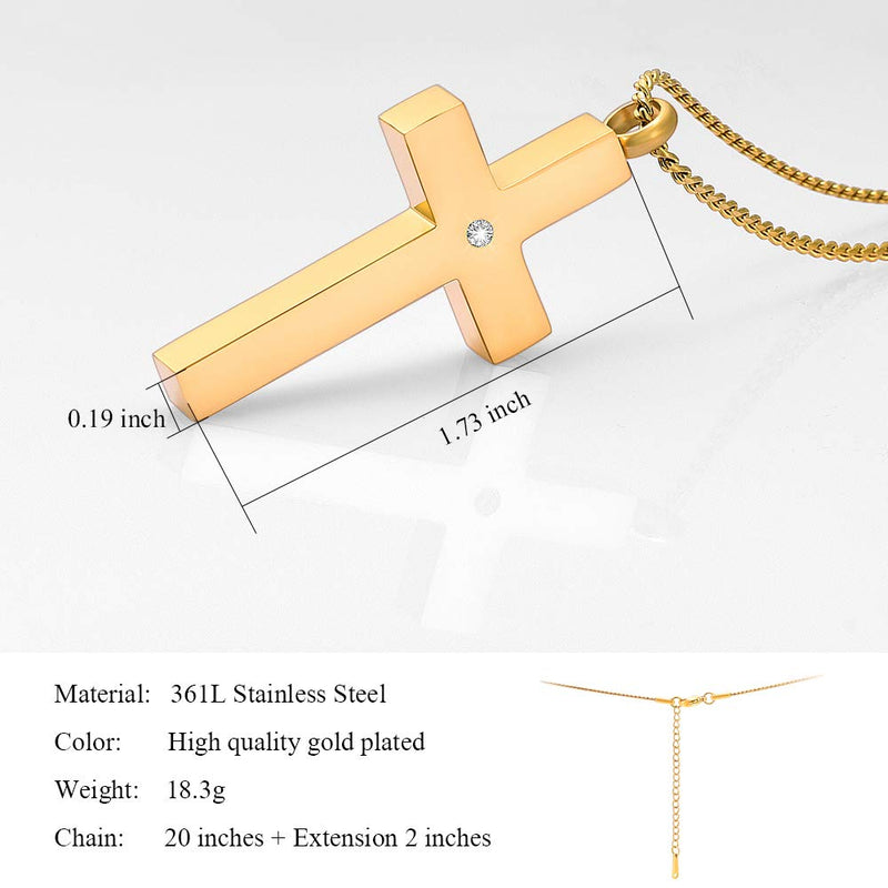 [Australia] - Imrsanl Crystal Cross Necklace for Ashes - Stainless Steel Keepsake Cremation Jewelry - Religious Cross Memorial Urn Necklace for Pet Human Ashes Pendant Gold 