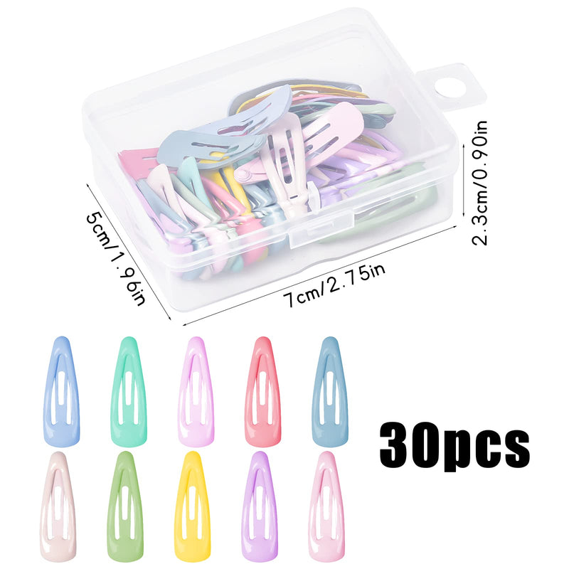 [Australia] - Jinlaili 30 Pcs Baby Snap Hair Clips, 3cm Metal Snap Hair Clips Kids, Mini Barrette Hair Clips, Candy Color Small Hair Clips, Baby Girl Hairpin, Hair Accessories for Toddlers, Baby, Girls, Colorful 