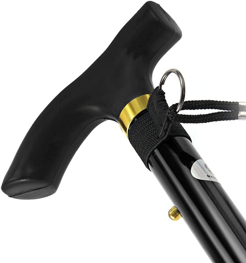 [Australia] - Walking Stick Easy Adjustable Height Folding Extendable Walking Cane Walking Aid Mobility Aid Collapsible Walking Stick Lightweight Flexible And Durable Walking Stick HTUK® Black 