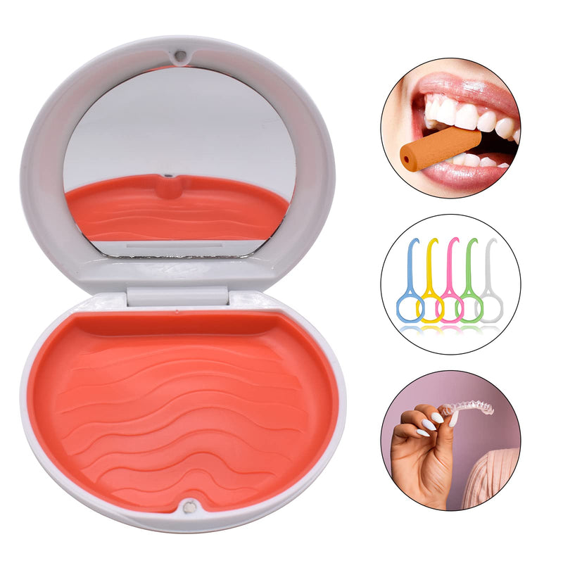 [Australia] - Denture & Teeth Mouth Tray Retainer Box Sets Partial Denture Box with 2Pcs Aligner Removal Tool and 9Pcs Invisible Chewer (White) White 