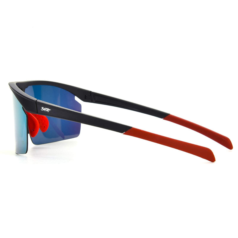 [Australia] - BAFAT Sport Polarized TR90 Sunglasses for Men and Women Uv400 Windproof Eyewear Rectangular Sun Glasses Matte Black/Blue Revo 131 Millimeters 