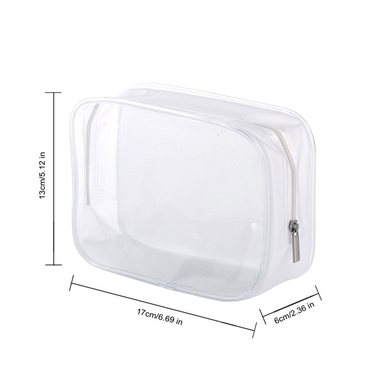 [Australia] - 5 Pack Clear PVC Zippered Toiletry Carry Pouch Portable Cosmetic Makeup Bag for Vacation, Bathroom and Organizing (Small, White) Small 