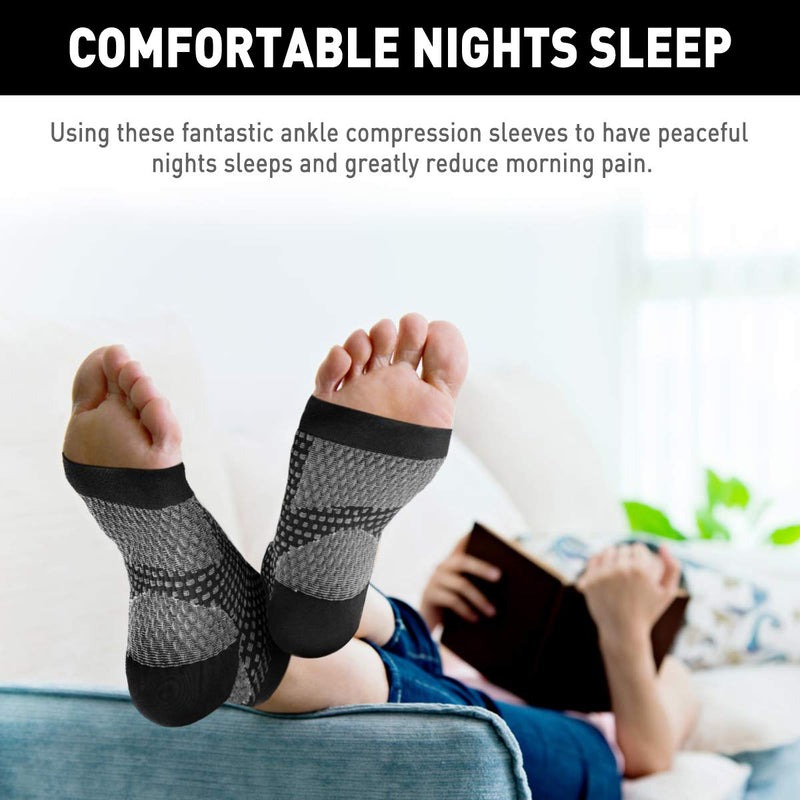 [Australia] - AVIDDA Plantar Fasciitis Socks 1 PAIR, Compression Foot Sleeves for Sport Arthritis Pain Relief, Ankle Support Brace for Men and Women Black M Black Pair 