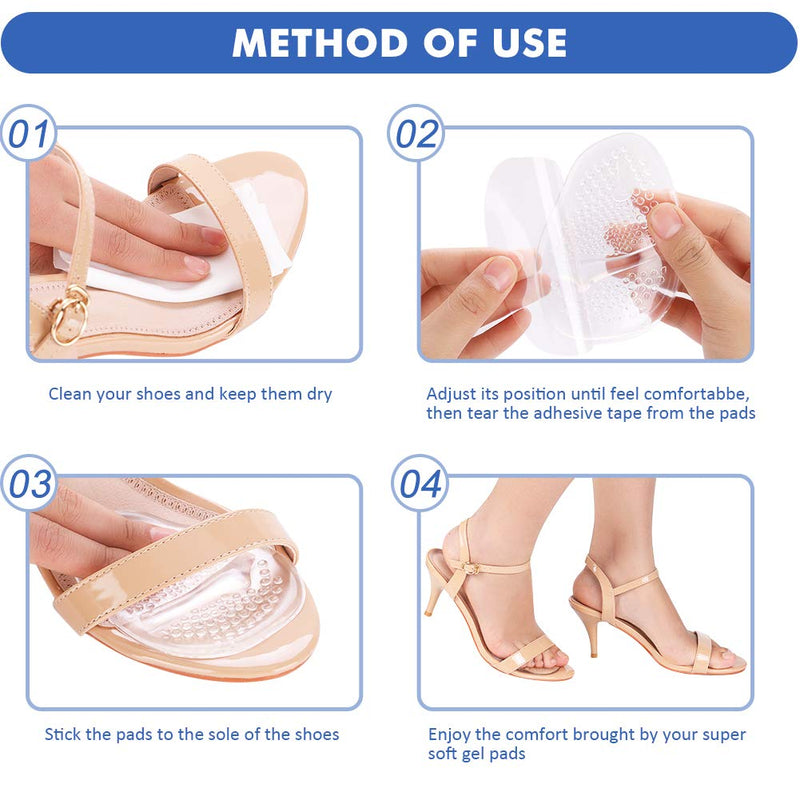 [Australia] - Ball of Foot Pads for High Heels, Self-Adhesive Forefoot Cushion, Anti-Slip Metatarsal Pads for Shoes, 4 PCS Gel Insoles Insert Women, One Size Fits All 
