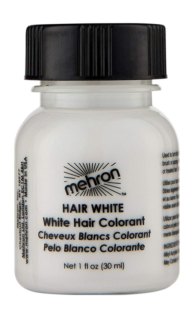 [Australia] - Mehron Makeup Hair White with Brush (1 oz) 