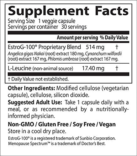 [Australia] - Doctor's Best Menopause Spectrum with EstroG-100, Non-GMO, Vegan, Gluten Free, Soy Free, Veggie Caps, 30 Count 