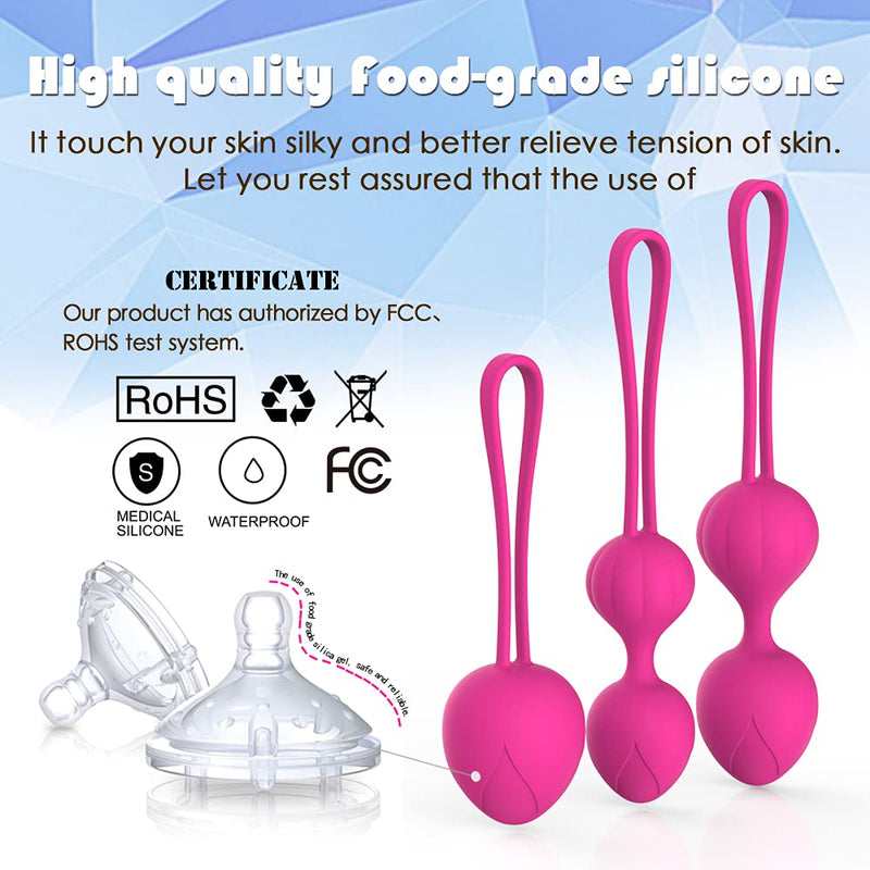 [Australia] - Kegel Exerciser Balls - Kegel Balls for Female,Doctor Recommended:for Pelvic Floor Tightening & Strengthen Bladder Control & Prevent Prolapse - Set of 3 forBeginners to Advanced (Rose) 