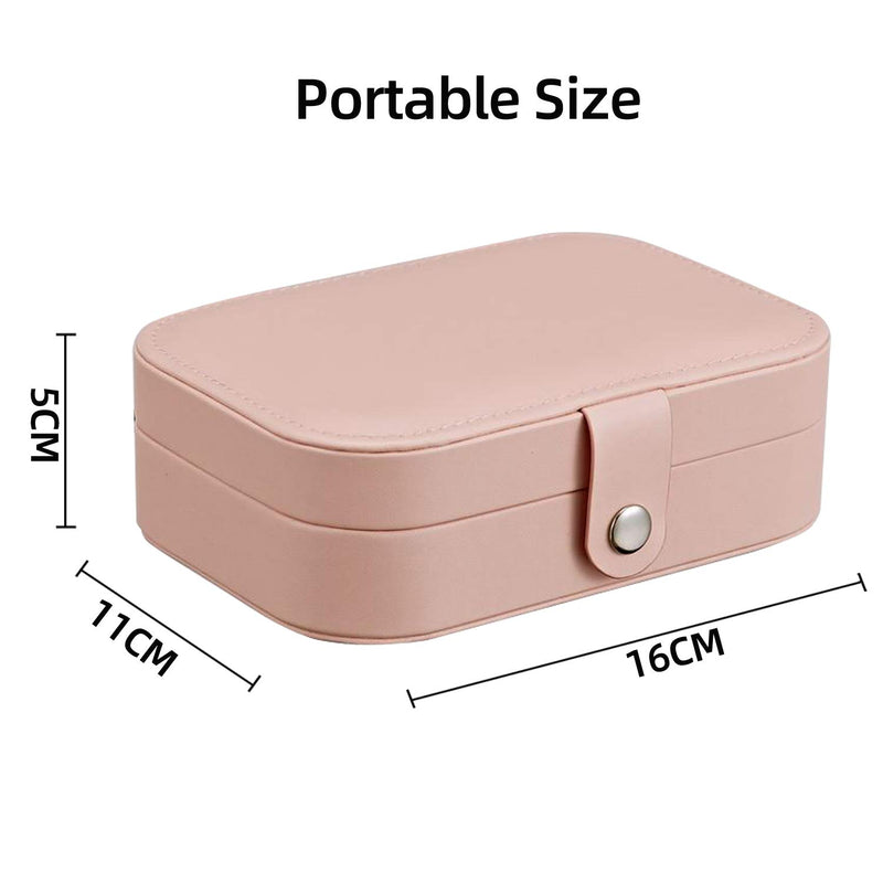 [Australia] - Jewelry Box for Women, Portable Double-Layer Jewelry Storage Box, Earrings, Rings, Necklaces, Bracelets, PU Leather Compact Portable Jewelry Suitcase, Pink Jewelry Box 