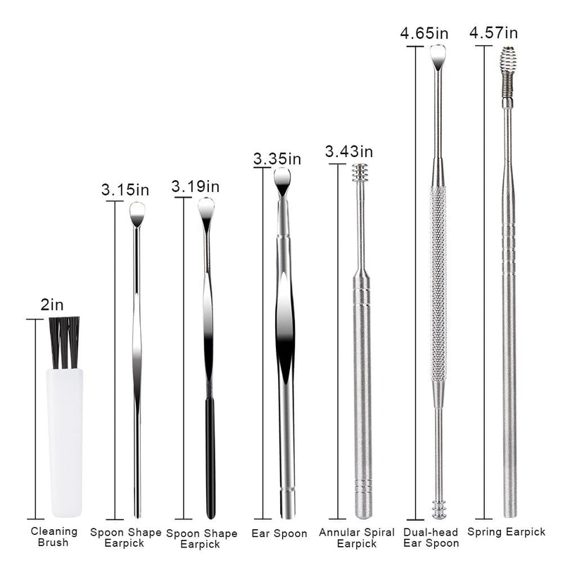 [Australia] - 7 Pcs Ear Pick Earwax Removal Kit, BetyBedy Ear Cleansing Tool Set, Ear Curette Ear Wax Remover Tool with Cleaning Brush and Storage Box, Sliver 