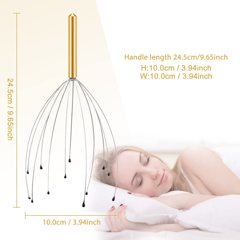 [Australia] - Sancheay Head Massager, Manual Scalp Head Scratcher, Handheld Scalp Massager for Deep Relaxation, Hair Stimulation and Stress Relief (Gold & Silver) Gold & Silver 