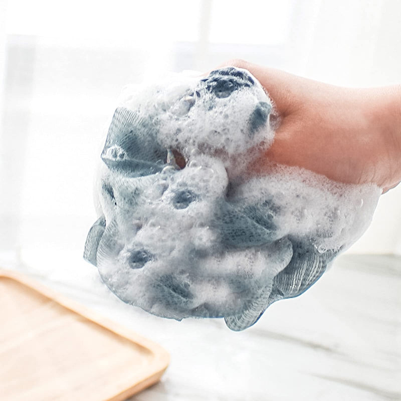 [Australia] - Bath Sponge Shower Puff Soft Loofah Sponge Pouf Exfoliating Mesh Shower Ball for Adults Men Women 2 Count (Pack of 1) 