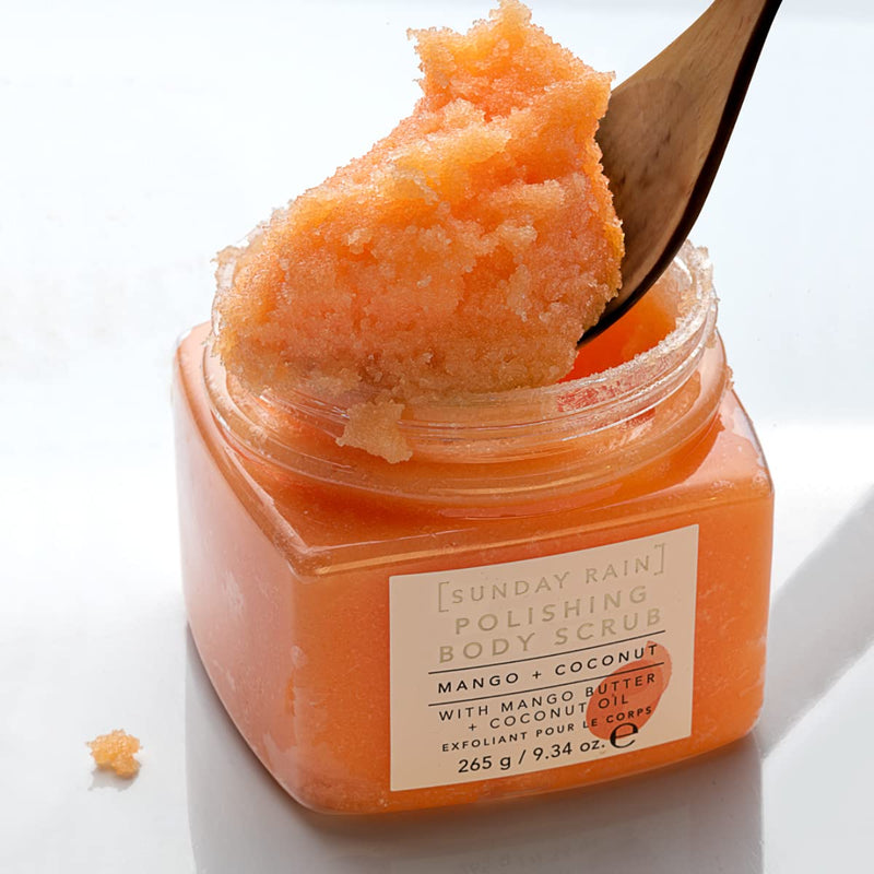 [Australia] - Sunday Rain Polishing Body Scrub for Extra Smooth & Soft Skin, Vegan and Cruelty-Free, Tropical Mango Butter and Coconut Oil, 265g Mango & Coconut 