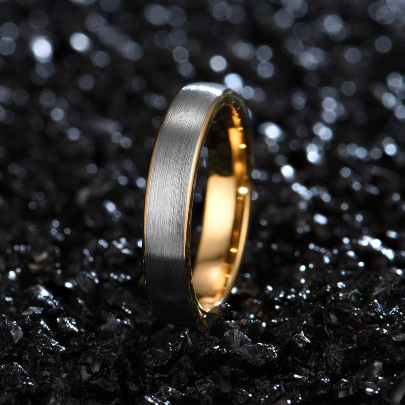 [Australia] - Zoesky 6mm 8mm Dome Tungsten Carbide Rings Wedding Band for Men Women Matte Brushed Comfort Fit Golden 4mm 4 