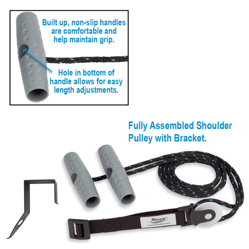 [Australia] - Shoulder Pulley with Bracket. Norco Economy Over The Door, Leave in Place Hook for Physical Therapy Rehabilitation Exercises. Frozen Shoulder, Rotator Cuff Surgery, Arthritis, Mobility, Rehab. 